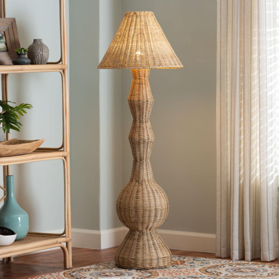 Lampe sur pied Arlette en rotin naturel