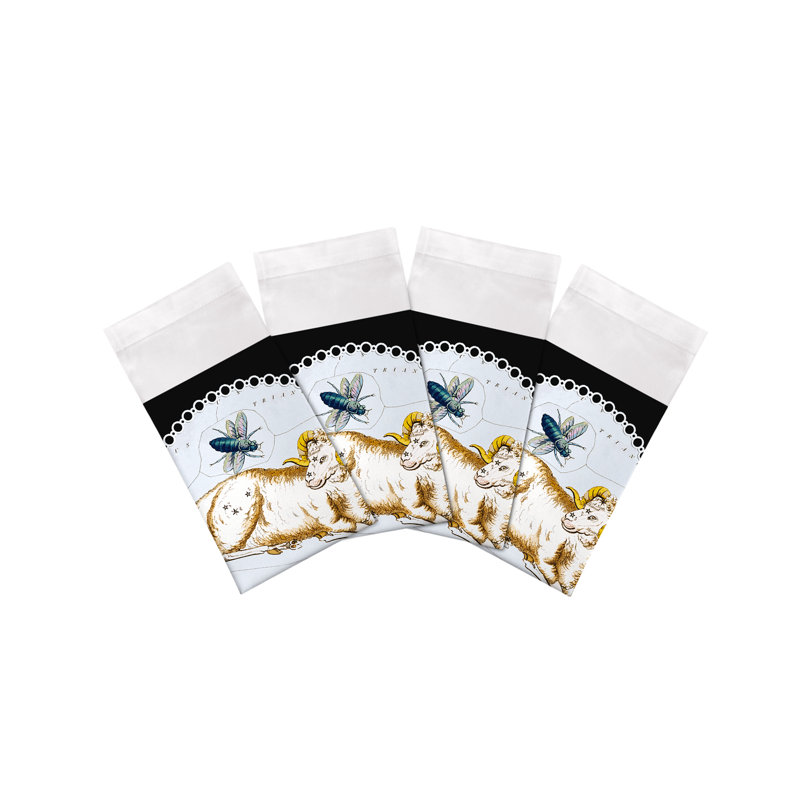 Zodiac Aries Cotton Sateen Dinner Napkins, Black