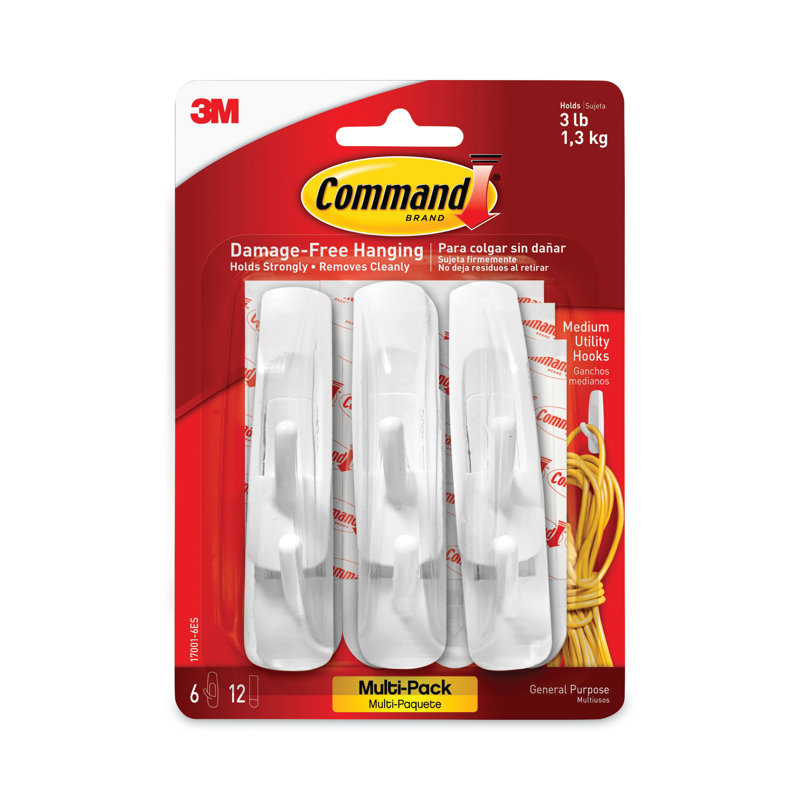 Command Medium White Plastic Utility Hooks Value Pack
