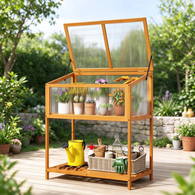 Raised Cold Frame with Shelf