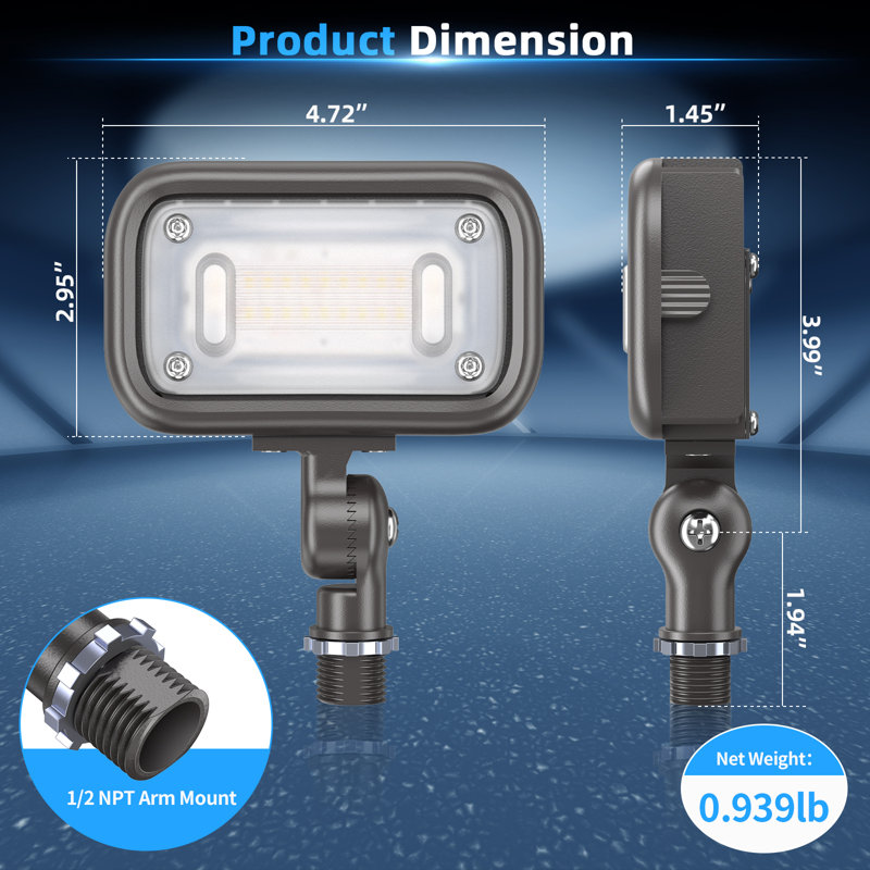 Mini projecteur à DEL d'extérieur 15 W avec éclairage à DEL 100 K 4000 à 277 V avec 15 po (joint non inclus)