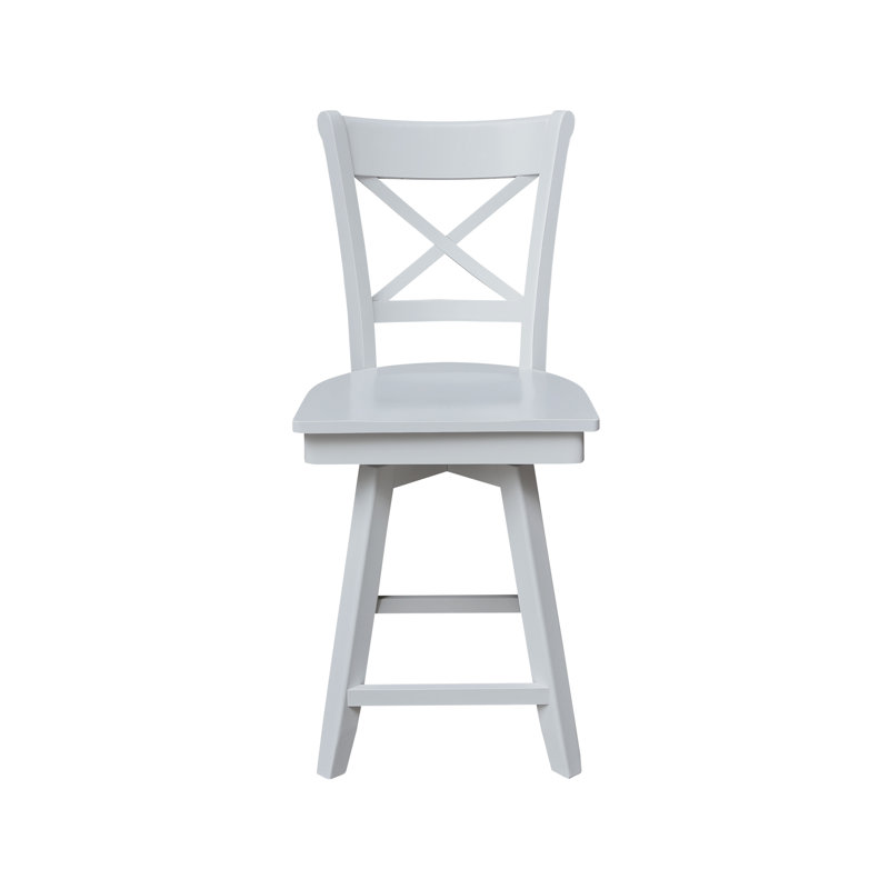 Deonda Swivel Bar Stool, White, Counter Stool (24" Seat Height)