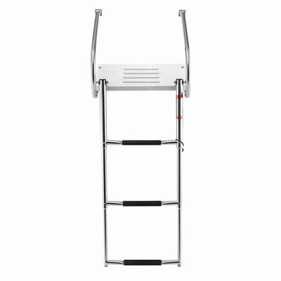 3-Step Stainless Steel Telescoping Folding Rear Entry Boat Swim Ladder, 400 LBS Load Capacity, Wide Anti-Slip Steps & Handrails, Compatible with Inboard, Outboard, Yacht & Pontoon Boats