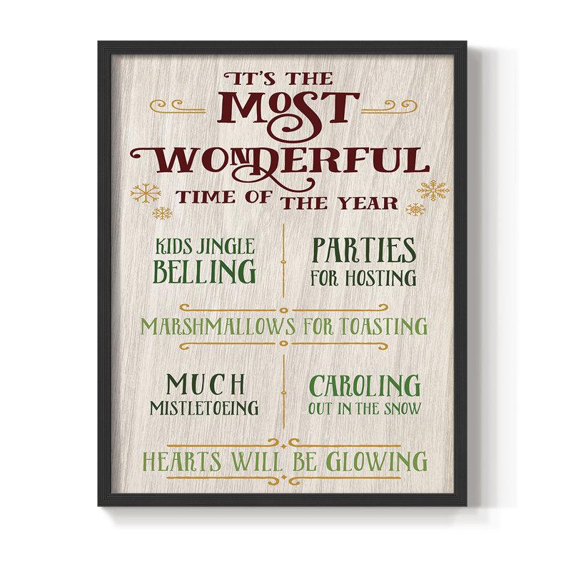 «Most Wonderful», reproduction encadrée - bois massif, Noir, noir, noir, noir, H 15 po x l 12 po