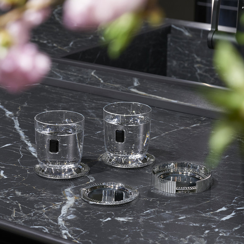 Ensemble de 4 sous-verres Striations, argent, Argent