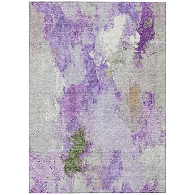 Machine Washable Indoor/Outdoor Xhevrie Purple Rug, Rectangle 10' x 14'