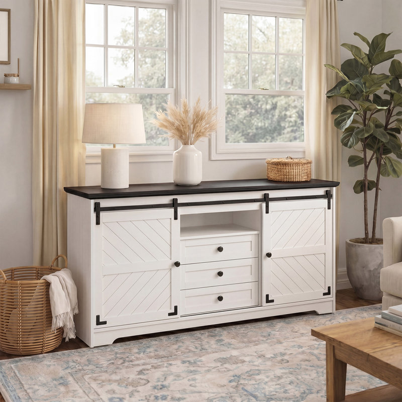 White Manufactured Wood Sideboard Cabinet
