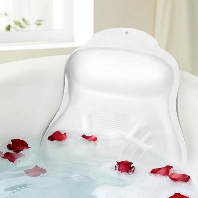 Inflatable Silicone Bath Pillow with 34 Suction Cups – Adjustable Head, Neck & Back Support for Tub