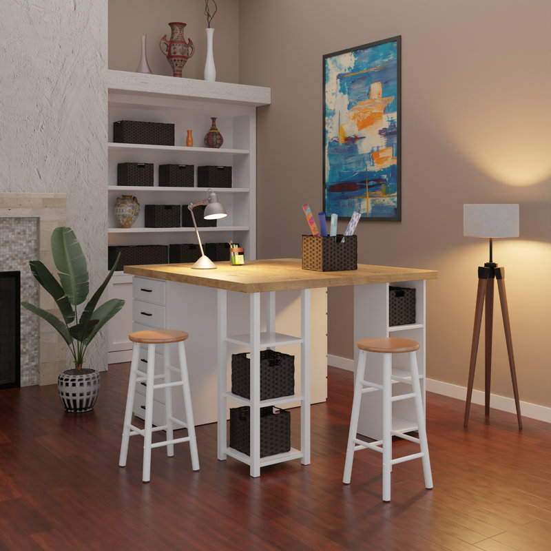 Cherlin 2-Piece Counter Stools, White/Brown, Bar Stool (29” Seat Height)
