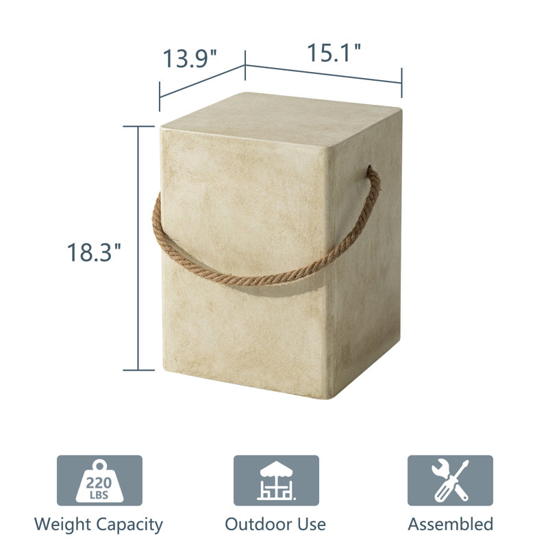 Table d'appoint en pierre Nayara, Jaune clair, 1