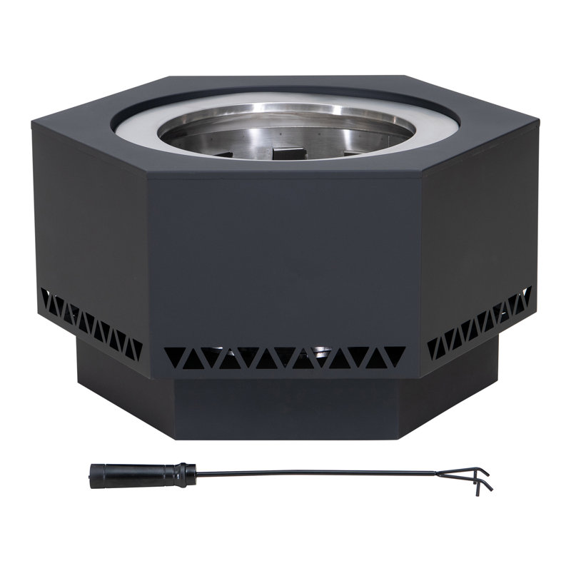Lawrence Black Hexagonal Smokeless Wood Burning Fire Pit
