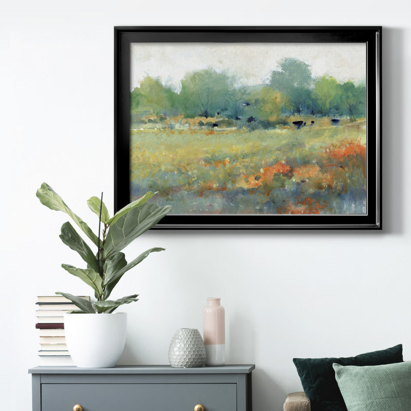 Paysage champêtre II - peinture encadrée, Noir, H 26,5 po x l 36,5 po x P 1 po, Pas de tapis