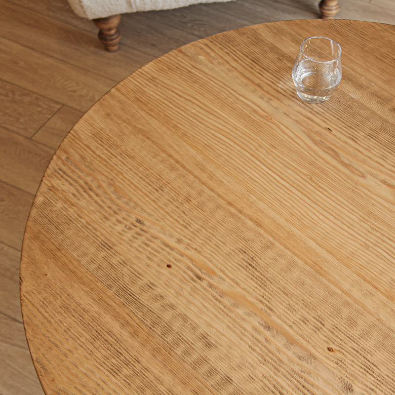 Gerco Solid Wood Round Farmhouse Coffee Table, Rustic Design, 18" H x 32" L x 32" W