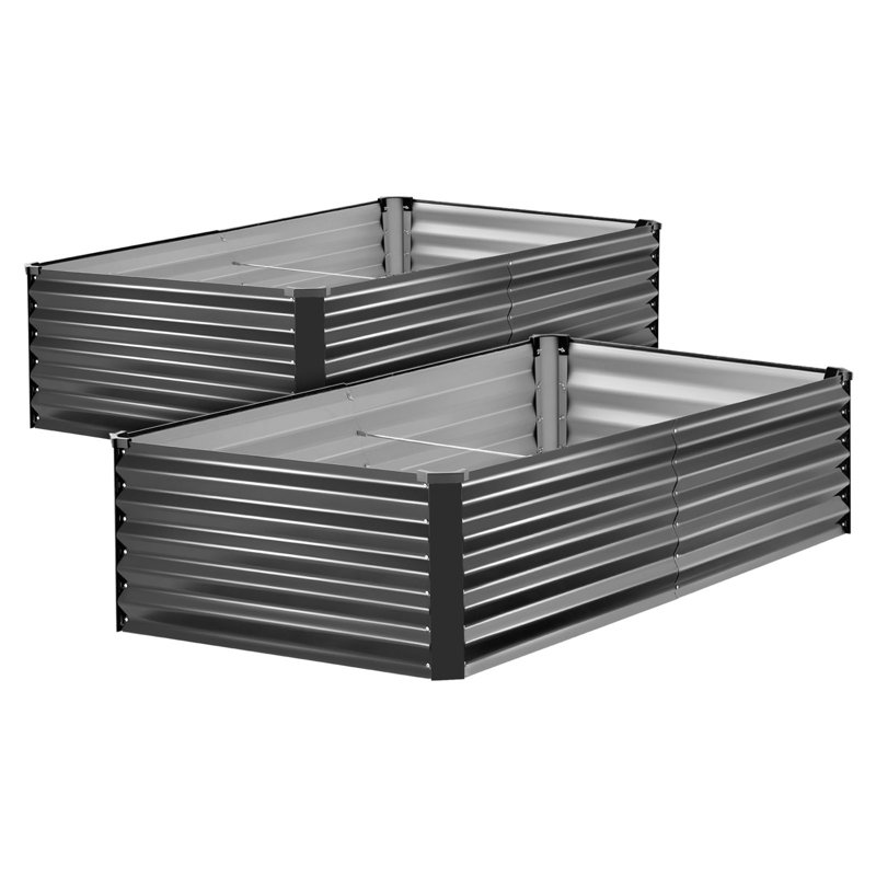 Galvanized Raised Garden Beds, 6.67 x 3.35 x 1.51 ft, Rectangular Metal Planter Boxes Kit Outdoor, Elevated Planting Box with Gloves, Alu-Zinc, for Growing Flowers Vegetables, Dark Gray