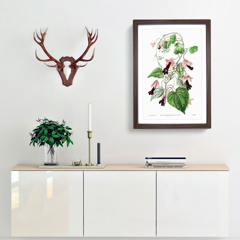 Purple Bell Vine Flowers - Framed Print, 36cm H x 27cm W x 2cm D, Walnut Framed
