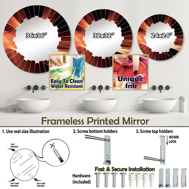 Miroir mural Zoryana, 24 po x 24 po