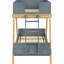 Lit superposé simple bleu avec attrait moderne, finition Van, rails de style tréteaux et facilité d'accès pour les soirées pyjama