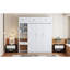 Grand lit escamotable mural avec bureau, armoire supérieure et tablettes de rangement, lit pliant peu encombrant, blanc-1985391001