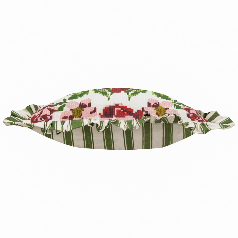 Feeoni Ruffled Floral Square Throw Cushion