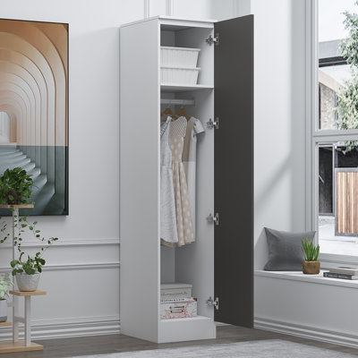 Osbourne High Gloss 1 Door Plain Wardrobe - H: 180cm x D: 47cm x W: 38cm