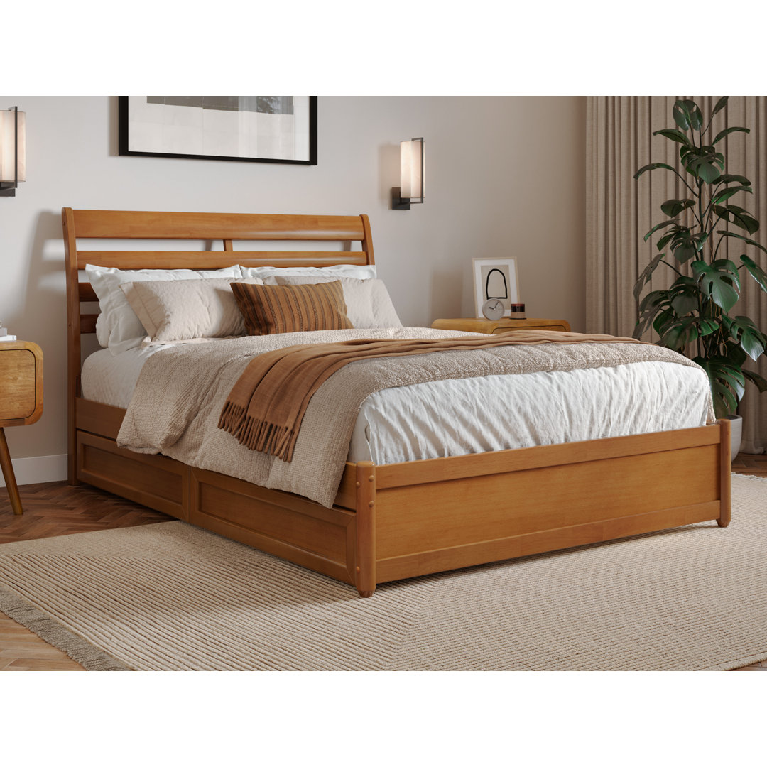 Lamareon Solid Wood Storage Platform Bed with Footboard & Under Bed Drawers Red Barrel Studio® 
