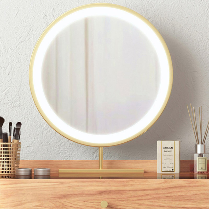Coiffeuse de maquillage avec miroir lumineux, 1 tiroir