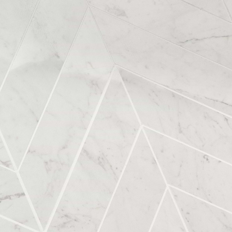 Dreamstone 2X8 Chevron Polished Porcelain Mosaic, Carrara Giola