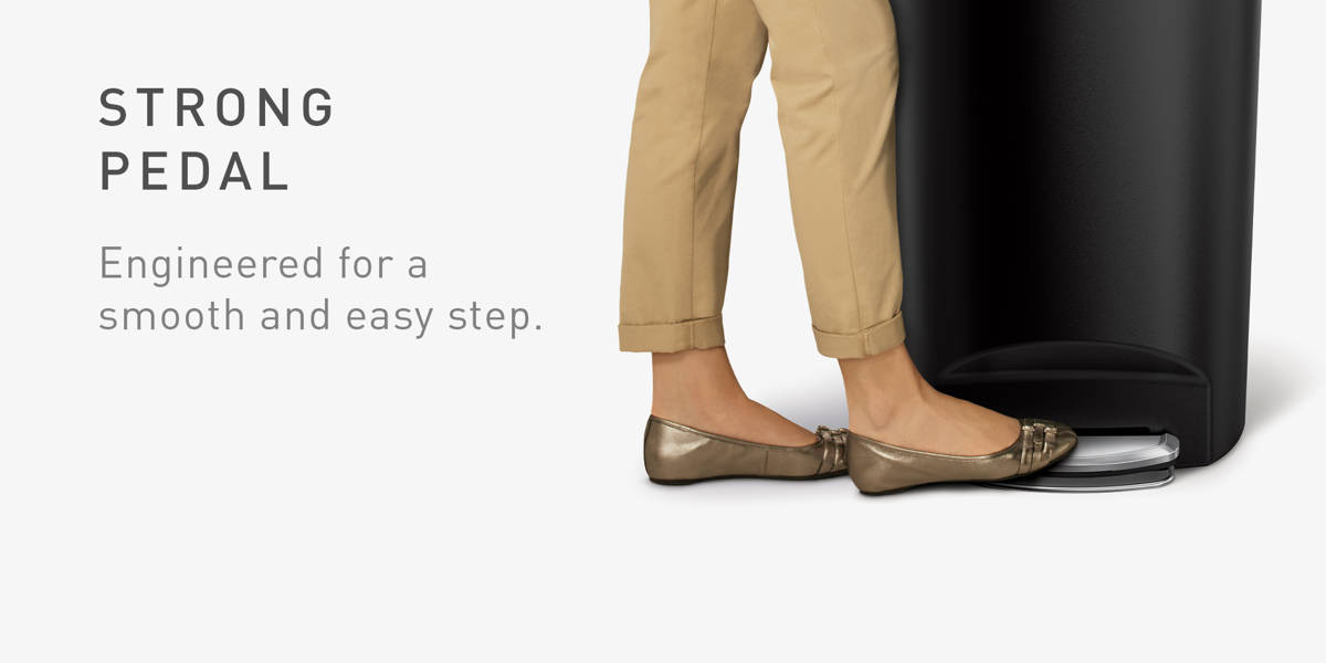 Simplehuman 50 Liter / 13 Gallon Semi-Round Kitchen Step Trash Can with Secure Slide Lock, Plastic