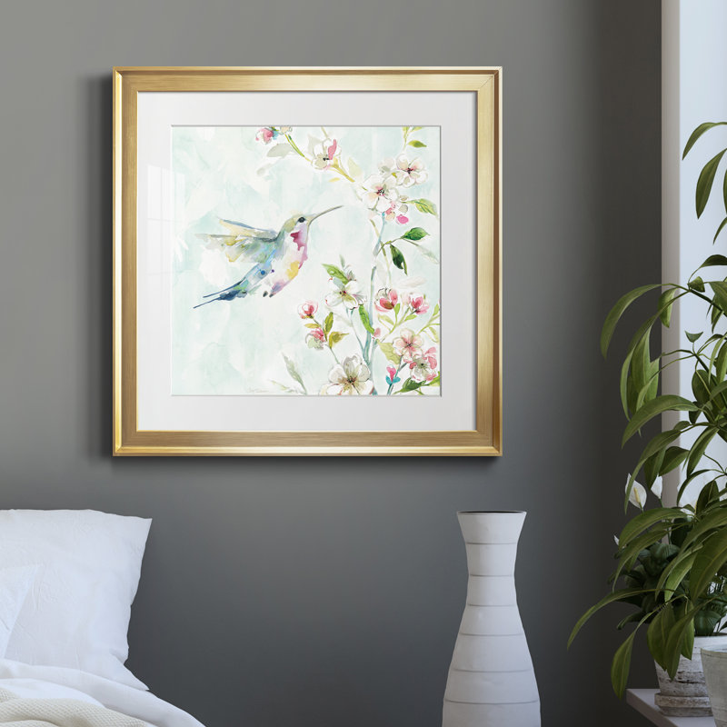 Colibri III - Cadre photo, reproduction d'art sur papier, Papier encadré doré, H 17,5 po x l 17,5 po x P 1,5 po