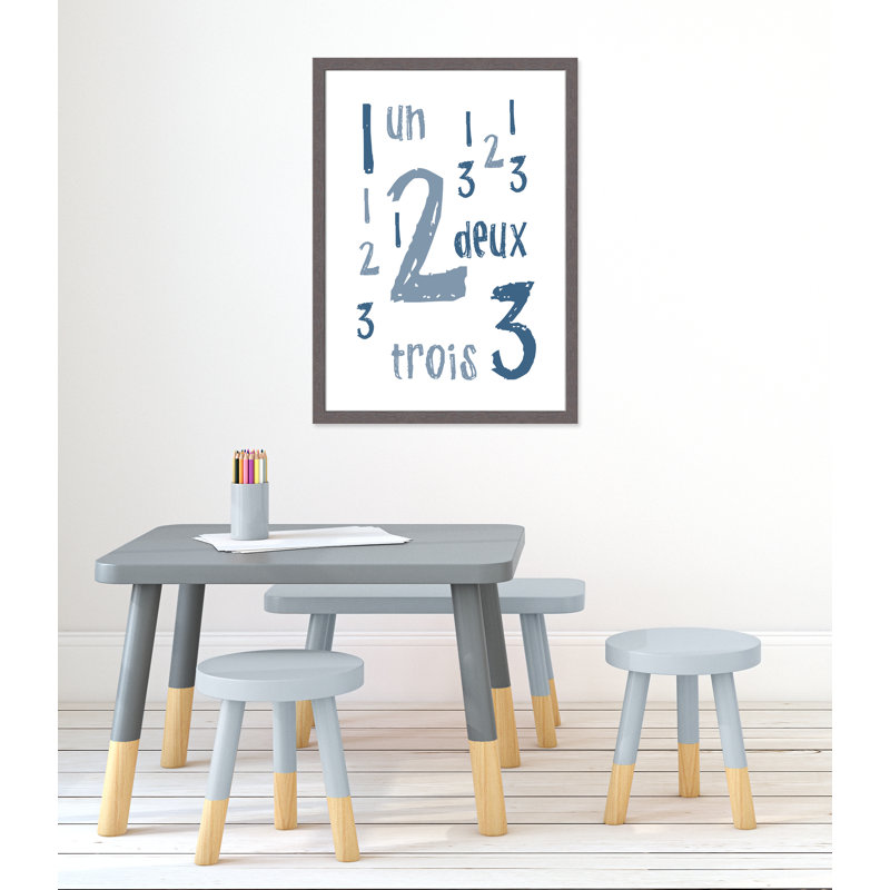 Impression sur papier français, H 34,5 po x l 24,5 po x P 0,6 po, Encadré plat à grain de bois gris