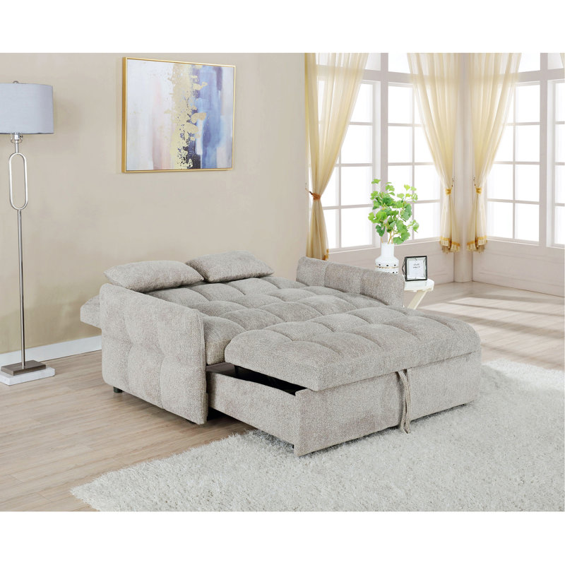 Canapé-lit capitonné, Light Grey Chenille