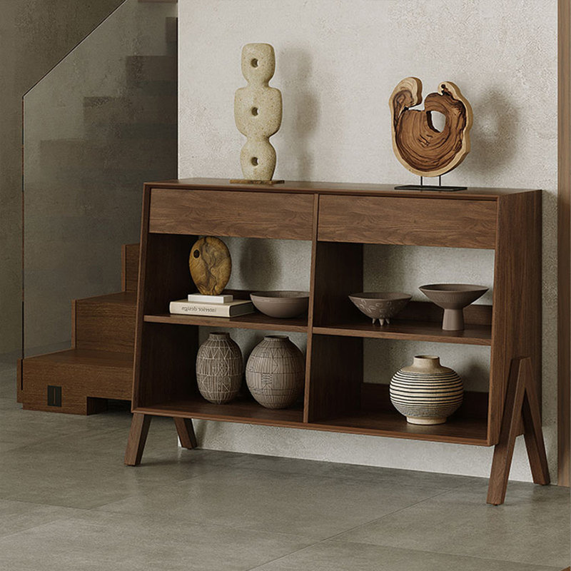 Buffet en bois massif noyer brun, Brun, H 35,43 po x l 47,24 po x P 15,75 po