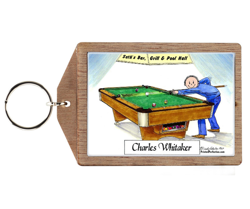 Personalized Billiards, Pool Player - Male Wooden Key Chain