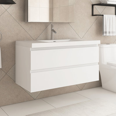 42 In. Wall-Mounted Elegant And Stylish Bathroom Vanity With 2 Drawers