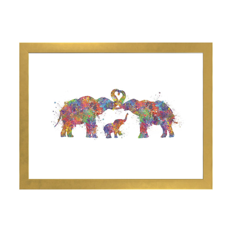 «Elephant Family» - reproduction, H 24 po x l 32 po x P 1 po, Papier doré