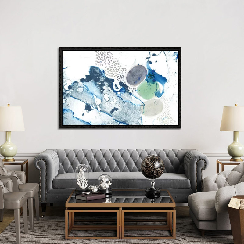 Blue Marble 1 Piece Painting on Canvas, 152.5 cm H x 101.5 cm W, Black Floater Framed