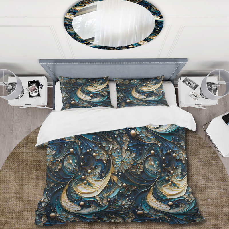 Ensemble de housse de couette Celestial Ethereal Paisley I, Housse de couette pour très grand lit et 2 très