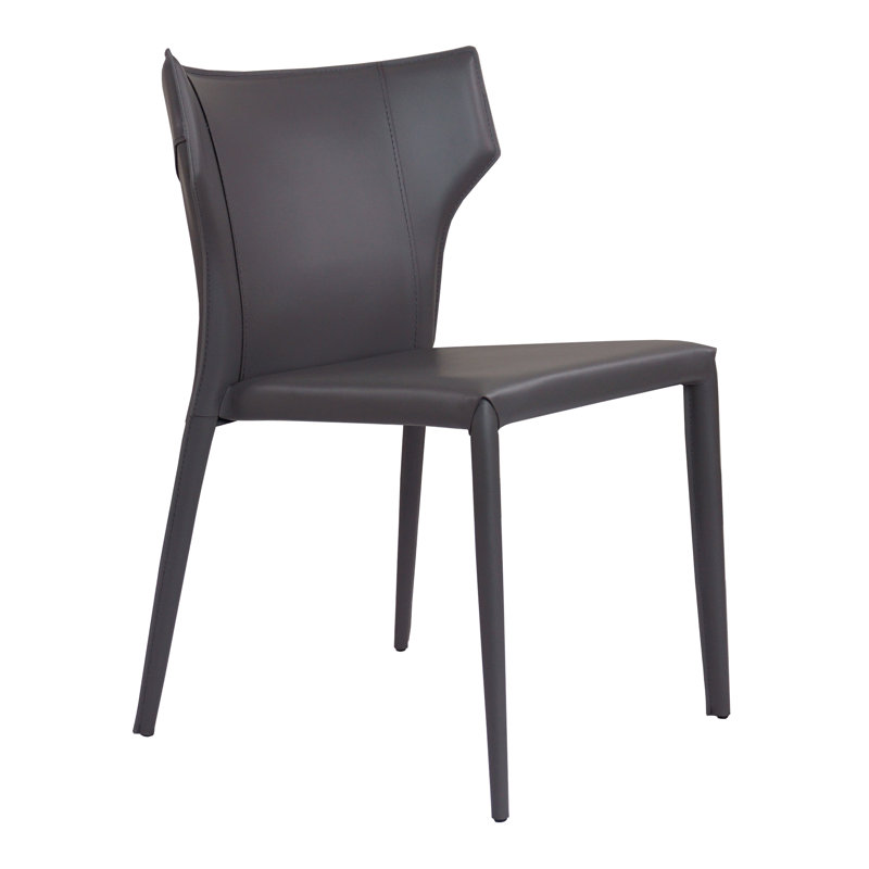 Kendryck Wingback Leather Dining Chair, Graphite Gray