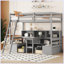 Lit mezzanine simple avec tablettes de rangement-111782782