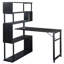 Table de coin en L pour bureau à domicile, table d'ordinateur rotative avec bibliothèque à 5 niveaux, quatre méthodes d'installation, roulettes verrouillables