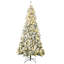 Décoration de Noël d'arbre de Noël artificielle haute 7,5 pi avec 1188 branches floquées par la neige, 500 lumières DEL chaudes, ouverture automatique