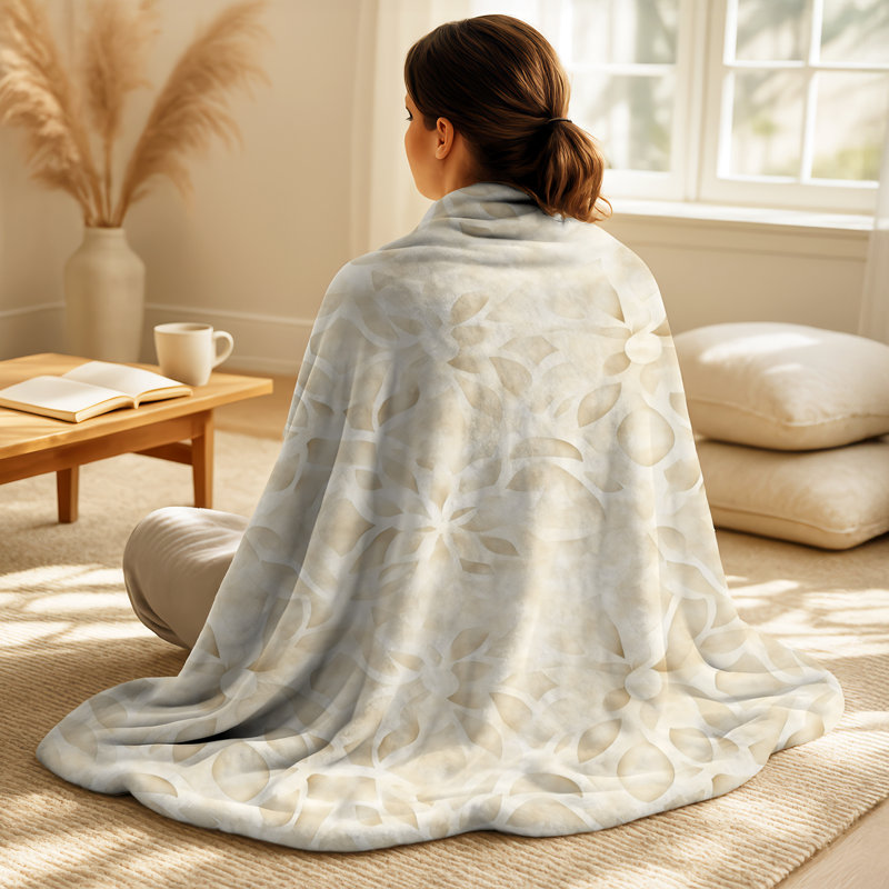 Beige apaisant Mandala - douillette marocaine, jeté doux Boho