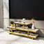 Console 60 po en verre avec base miroir, 3 niveaux-387362001
