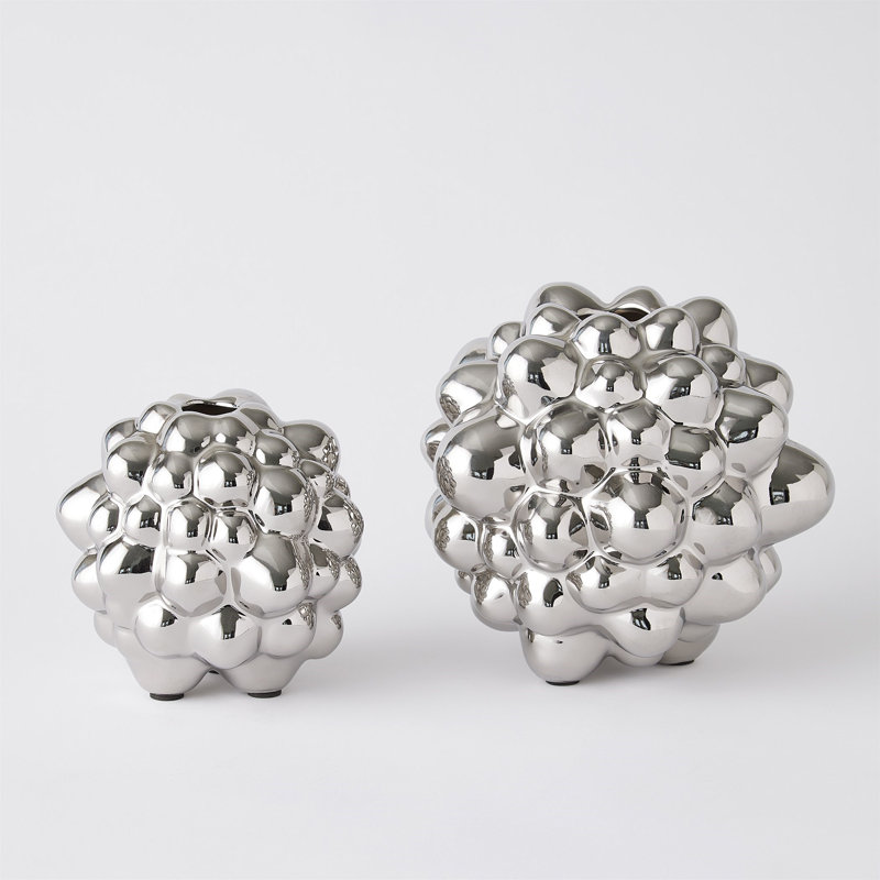 Bubble Vase, 6.75" H x 7" W x 7" D, Bright Silver