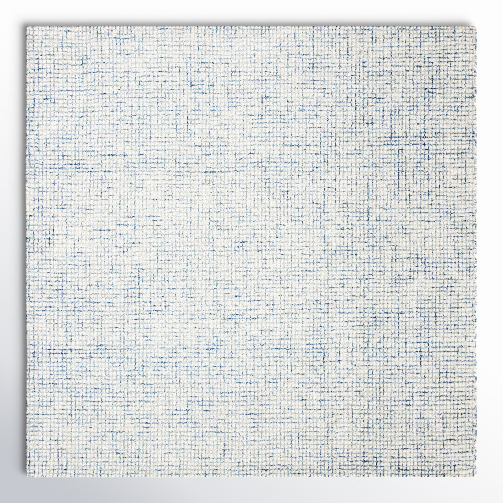 Rowe Ivory Blue Hand-Tufted Striped Rug, Square 4'