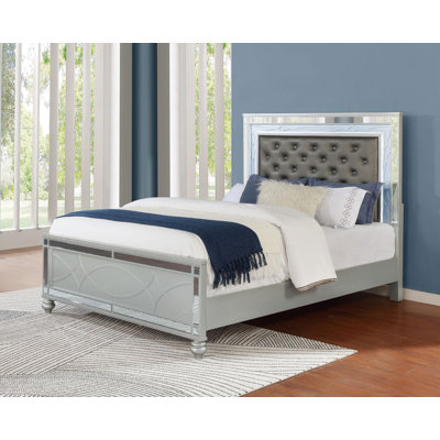 Bodrogi Wood Panel Bed with LED Lighting Headboard
