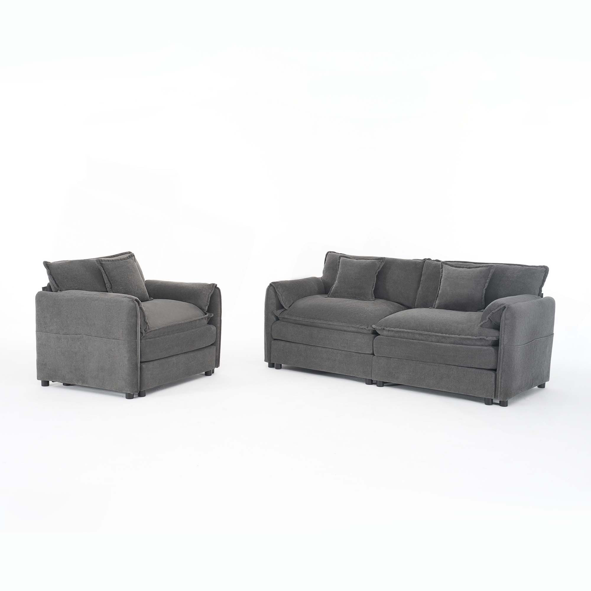 Latitude Run® Deep Seat Luxury 2 Piece Loveseat Couch & Sofa Armchair ...