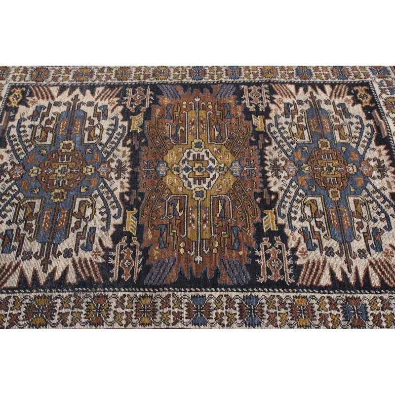 Rug & Kilim’S Tribal Rug In Beige-Brown And Blue Geometric Pattern, Square 4'