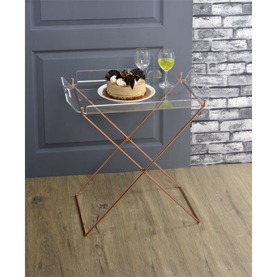 Cercie Clear Acrylic & Copper Finish Tray Table