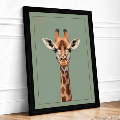 Giraffe Portrait Modern - Framed Print